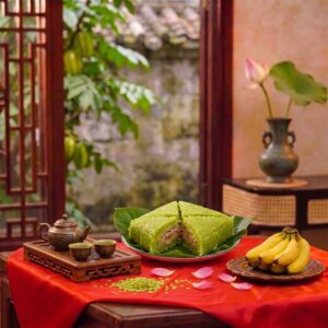 Bánh chưng cốm Làng Vòng nhân đậu xanh thịt truyền thống Hà Nội
