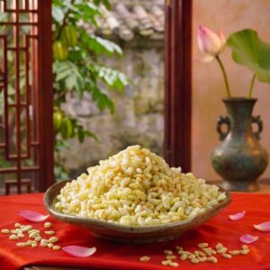 Đĩa cốm rang giòn vàng ươm, đặc sản làng Vòng Hà Nội