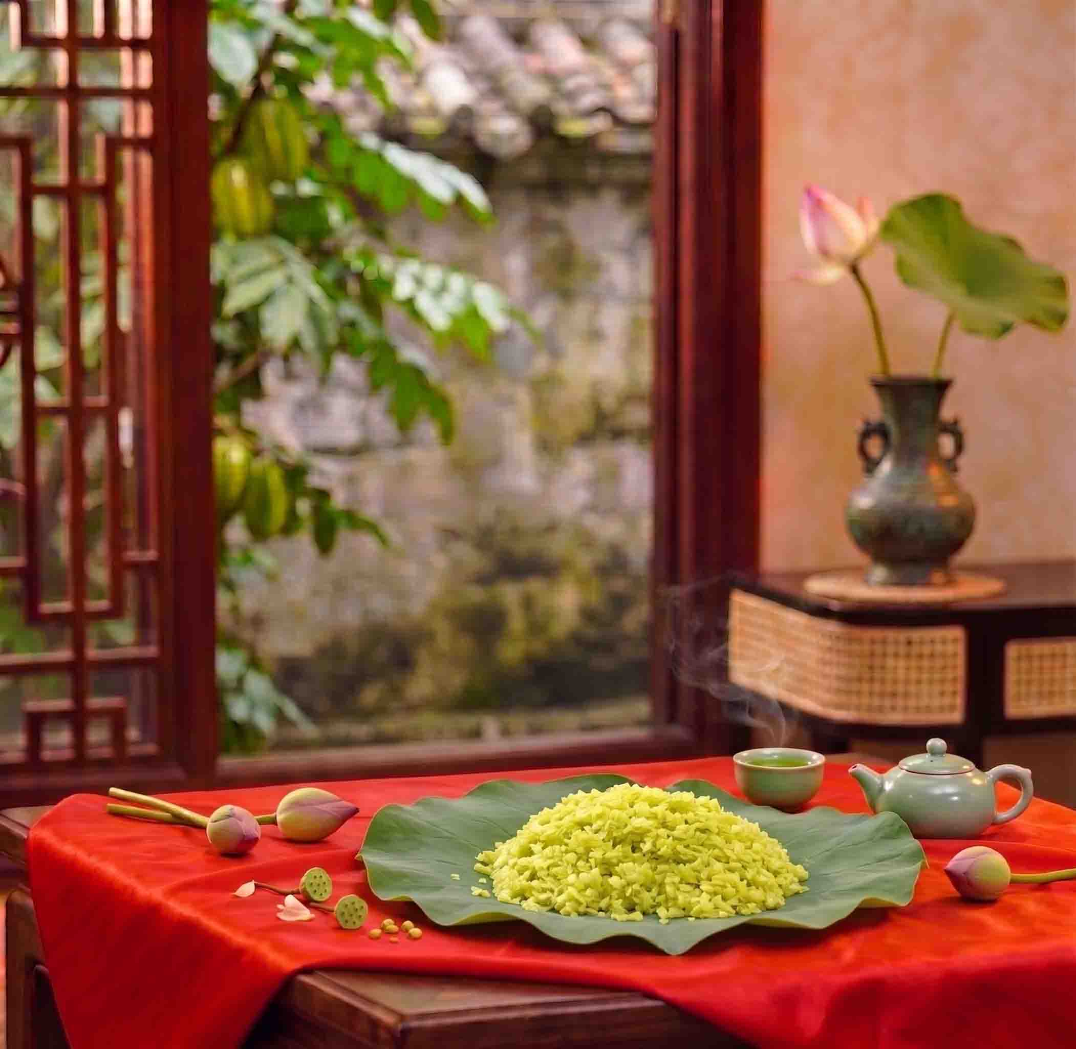 Cốm non tươi làng Vòng màu xanh tự nhiên, hạt dẻo thơm đặc sản Hà Nội