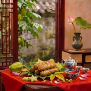 Xúc xích cốm Làng Vòng thơm ngon chế biến từ cốm nếp non và thịt lợn xay