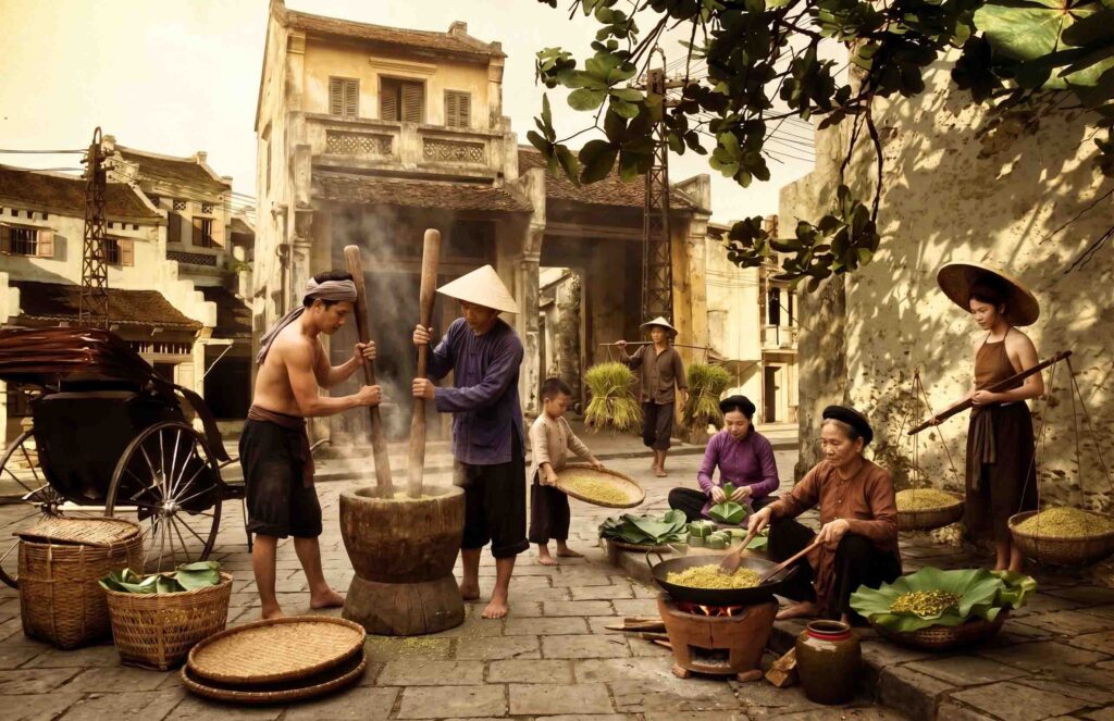 Cốm Làng Vòng xanh tự nhiên đặc sản truyền thống Hà Nội
